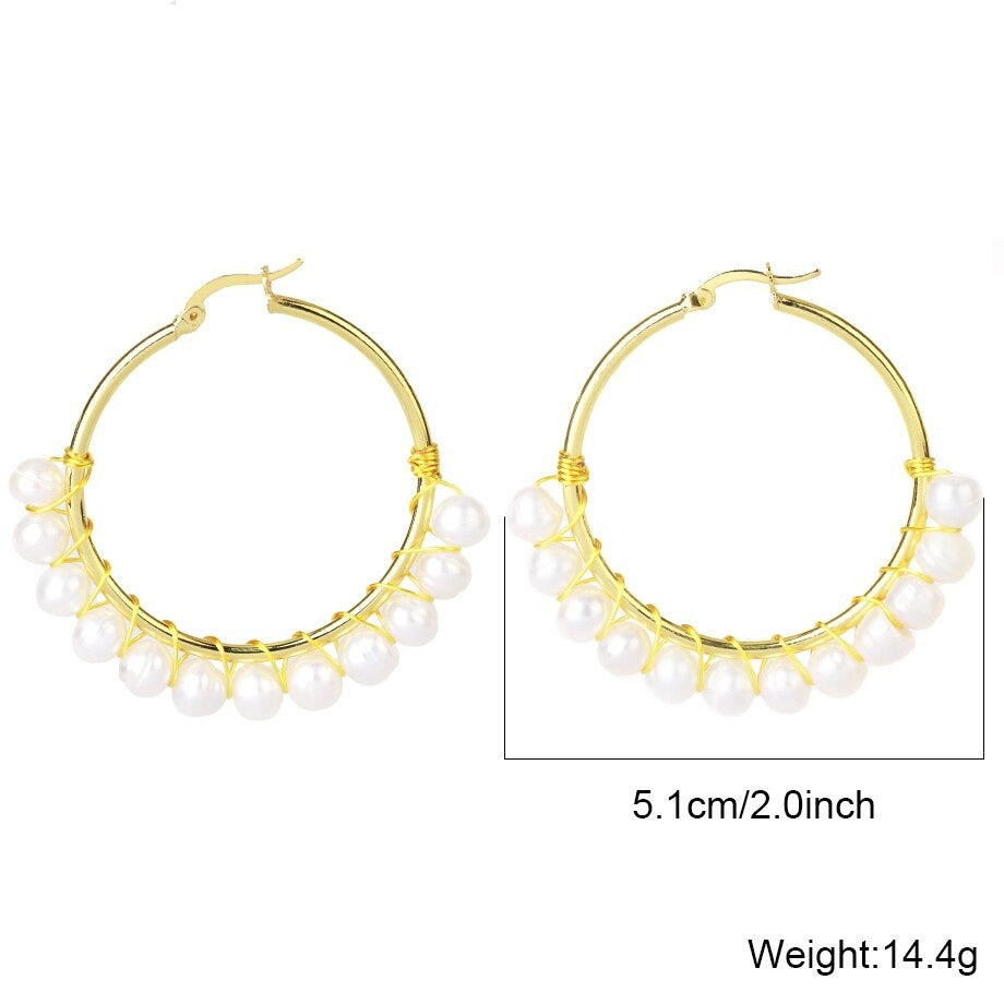 Buy Proplady Stylish Cutwork Embellished Tunnel Hoops Earrings, Golden Pearl  Hoop Earrings (Gold) Online at Best Prices in India - JioMart.
